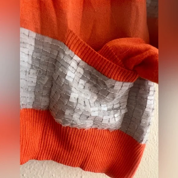 Autumn Cashmere Orange Silver Sequins V-Neck Sweater Kids Size 8 T / 7T - Picture 3 of 9